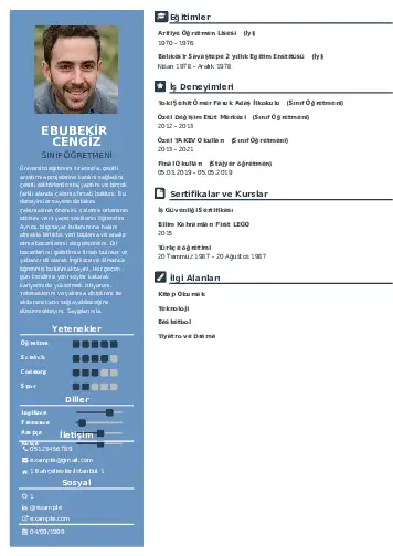 Sınıf Öğretmeni Cv Örnekleri cv indir